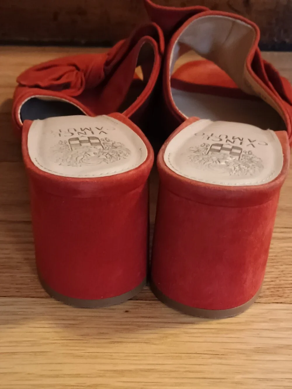 Vince Camuto Sharrey Red Suede Bow Heel Slides Size 9